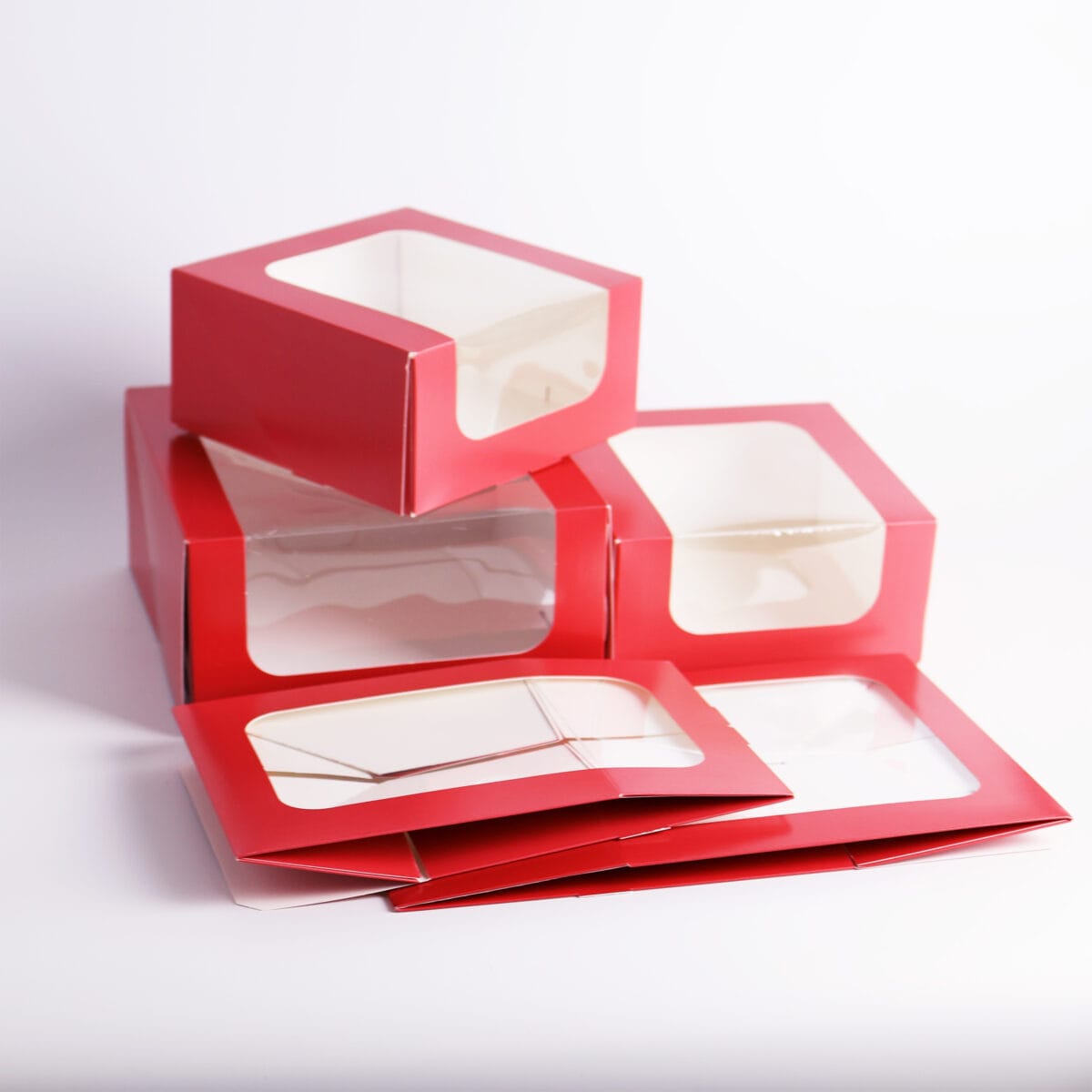 22x22x10 Opakowanie cukiernicze z okienkiem malinowe czerwone Tortino - obrazek 4