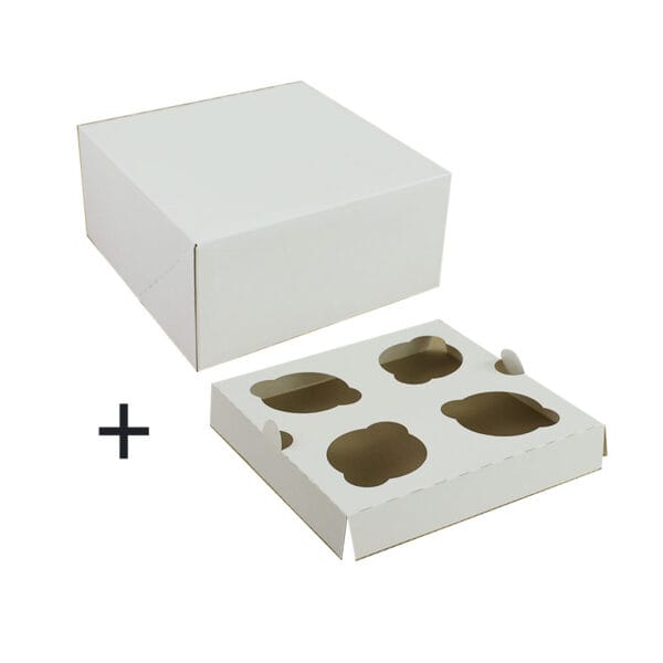 18x18x9 Pudełko z  wkładem na 4 muffinki Hersta