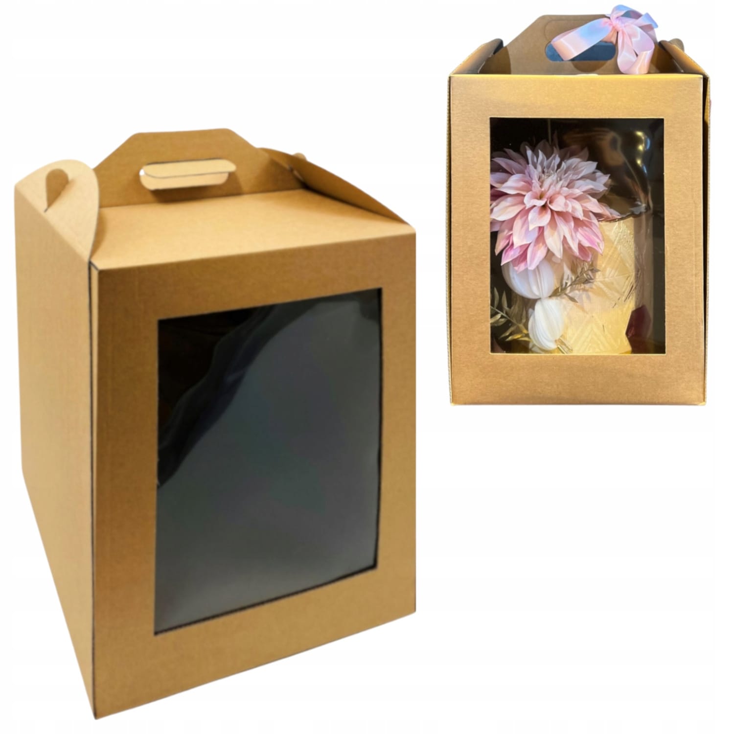 59d0e8d68bdbc580651f266d182dc9ea-1.jpg 30x30x32 Pudełko na tort brązowe kraft z okienkiem - obrazek 1