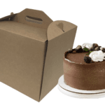 30x30x32 Pudełko na tort wysokie z rączką brązowe kraft