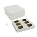22x22x9 Pudełko z  wkładem na 6 muffinek Hersta