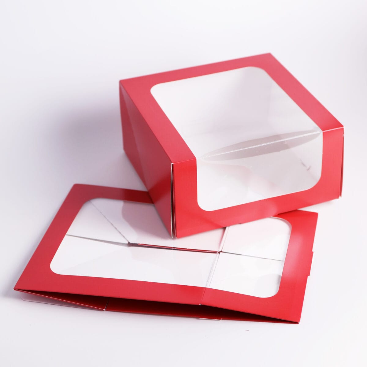 Pudełko na 6 muffinkek malinowe czerwone + wkład 22x22 - obrazek 3