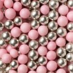 Różowo-Srebrny Mix Cukrowych Perełek 10mm, posypka 50g