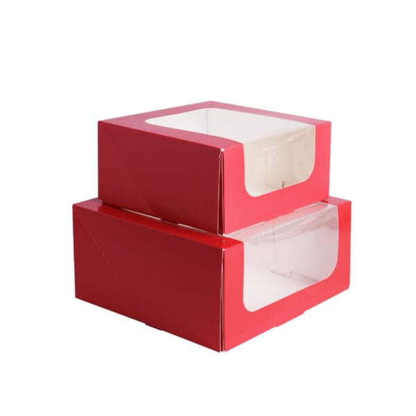 Pudełko cukiernicze malinowe czerwone 22x22x10 - 50 szt Tortino