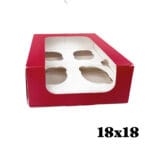Pudełko na 4 muffinki malinowe czerwone + wkład 18x18 Tortino - obrazek 2