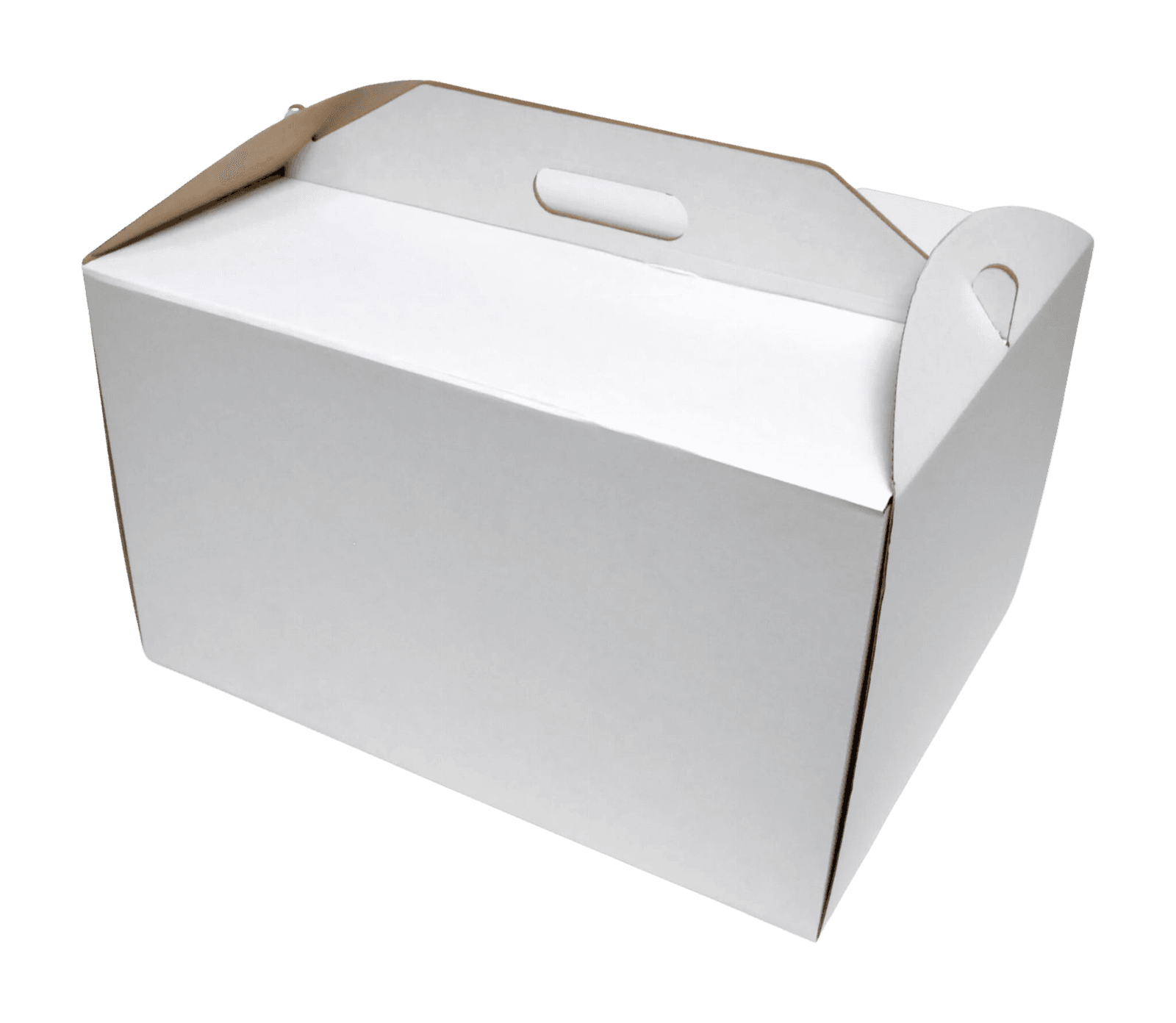 fc60defe9862a41919cbe024d1c504a1-1.png 42x32x25 Pudełko na tort wysokie z tektury z rączką prostokątne białe - obrazek 1