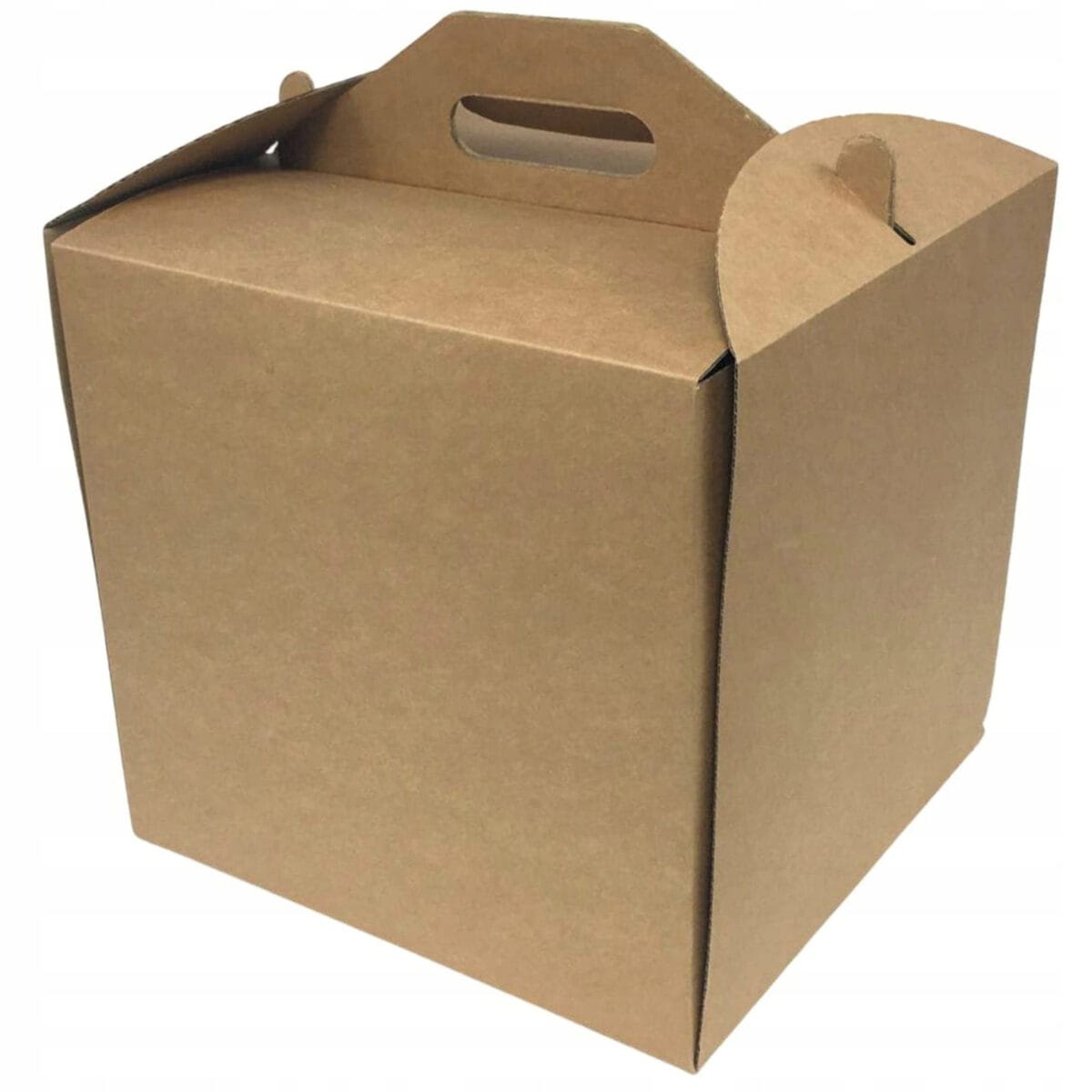 30x30x32 Pudełko na tort wysokie z rączką brązowe kraft - obrazek 2