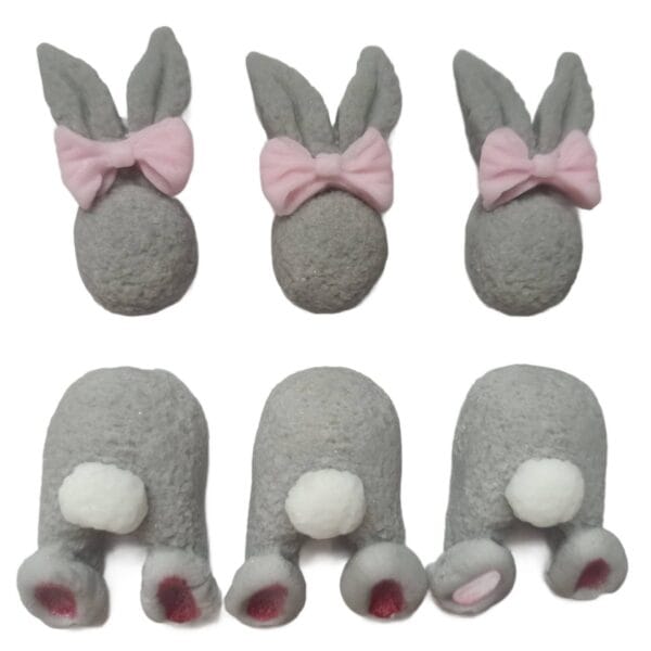 Dekoracja cukrowa głowa królika z kokardką + łapki 3 zestawy