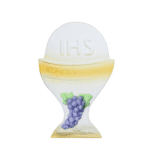 Dekoracja cukrowa na tort komunijny kielich z winogronem (figruka 2D) 12 cm