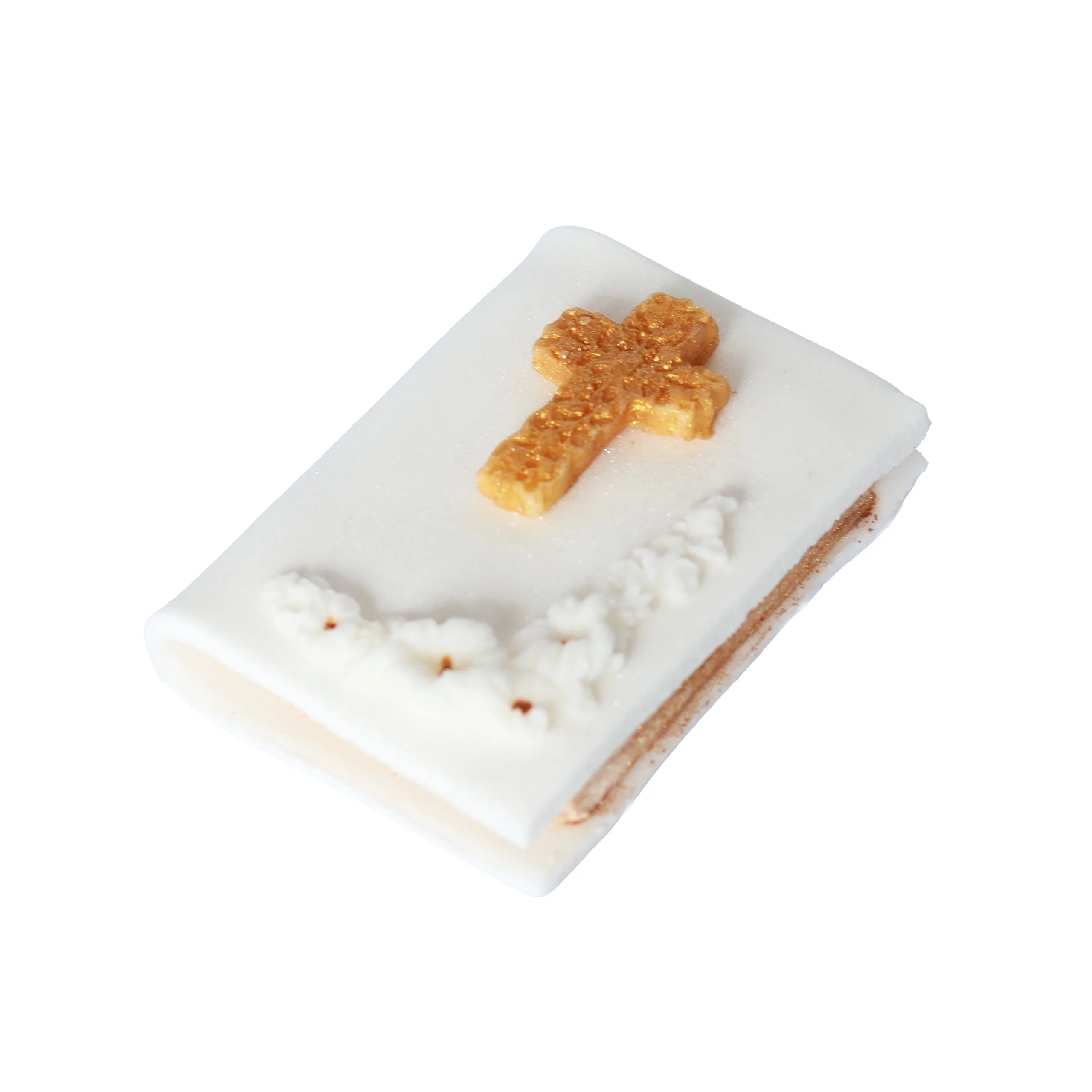 Dekoracja cukrowa książeczka komunijna biało-złota - obrazek 1