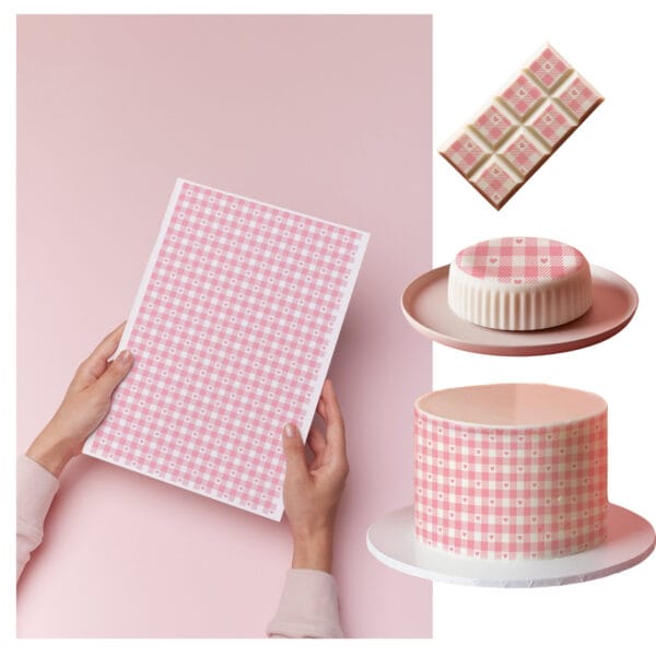 Wydruk jadalny krata serca. Tapeta na tort papier skrobiowy