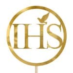 Topper na tort IHS na komunię złoty 22cm