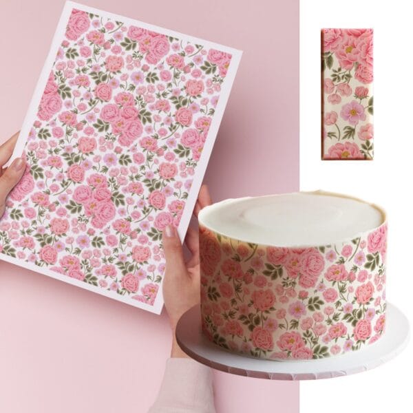 Dzika róża - tapeta cukiernicza, wydruk jadalny papier cukrowy