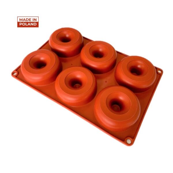 Forma silikonowa donuty fi 8,5 cm, h 3 cm 6 gniazd F-104 Genes