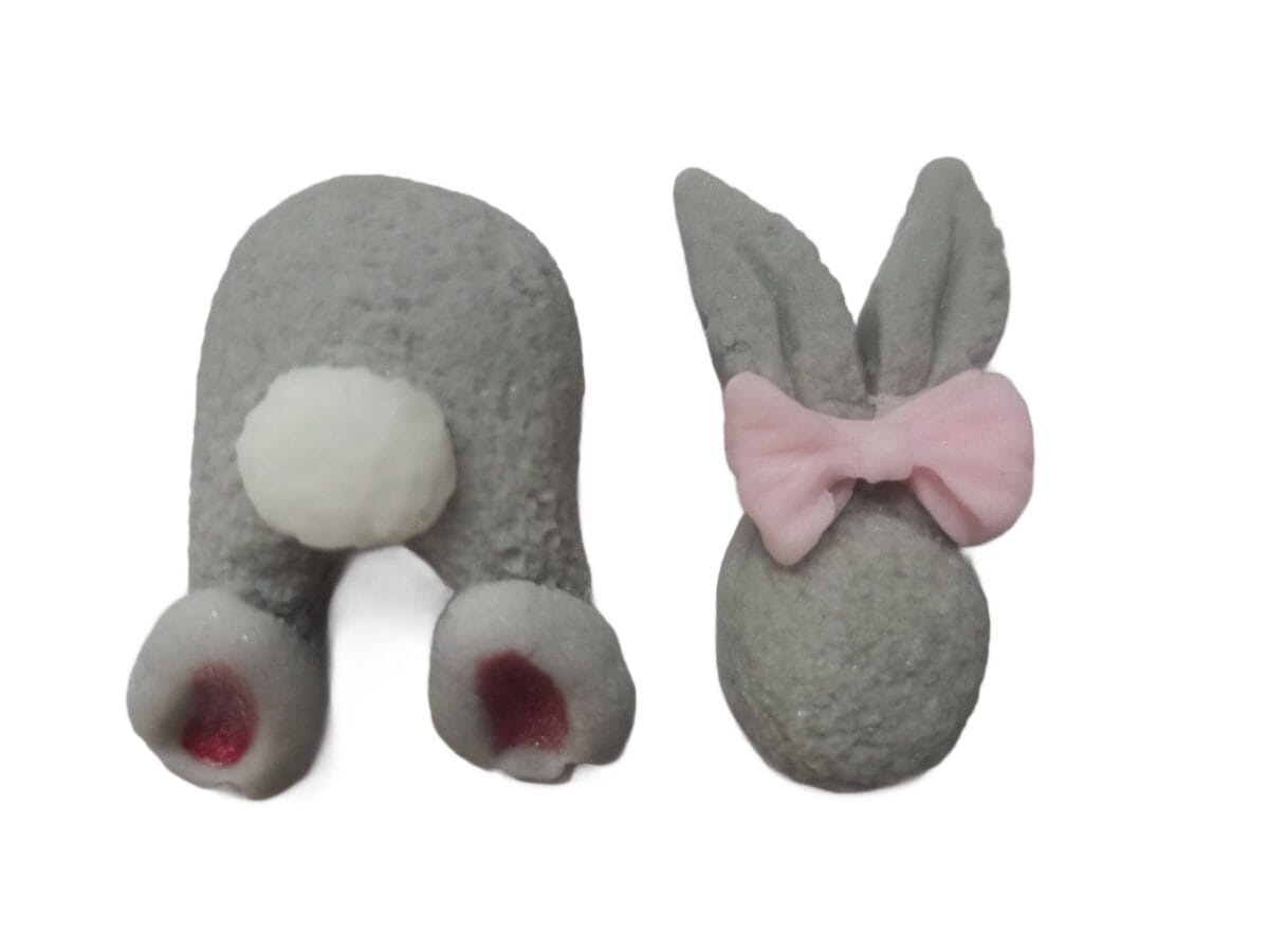 Dekoracja cukrowa głowa królika z kokardką + łapki 3 zestawy - obrazek 2