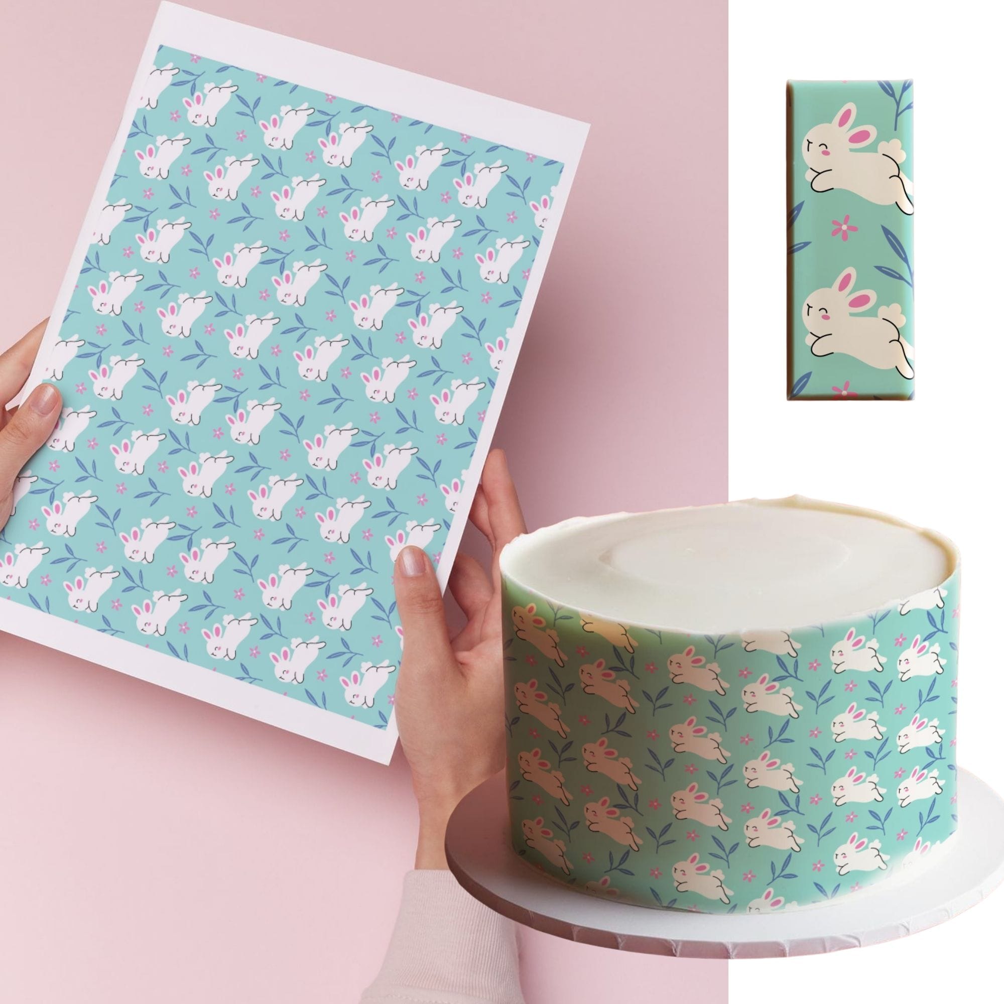 730e996c2e58639675878b4a9afbe430.jpg Wielkanocne zajączki tapeta cukiernicza, wydruk jadalny papier skrobiowy - obrazek 1