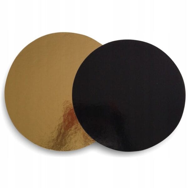 Podkład pod tort 30 cm gruby złoty - czarny sztywny Alfatec