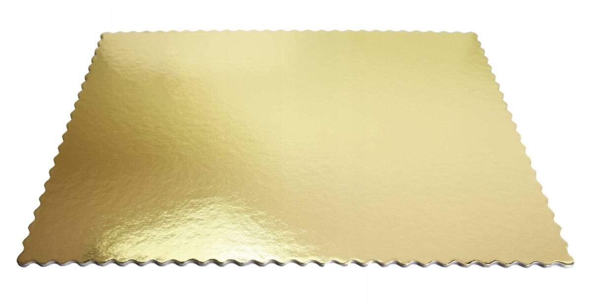 Podkład pod tort prostokątny karbowany 30x40 cm złoto biały sztywny Alfatec - obrazek 2