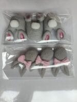 Dekoracja cukrowa głowa królika z kokardką + łapki 3 zestawy - obrazek 3