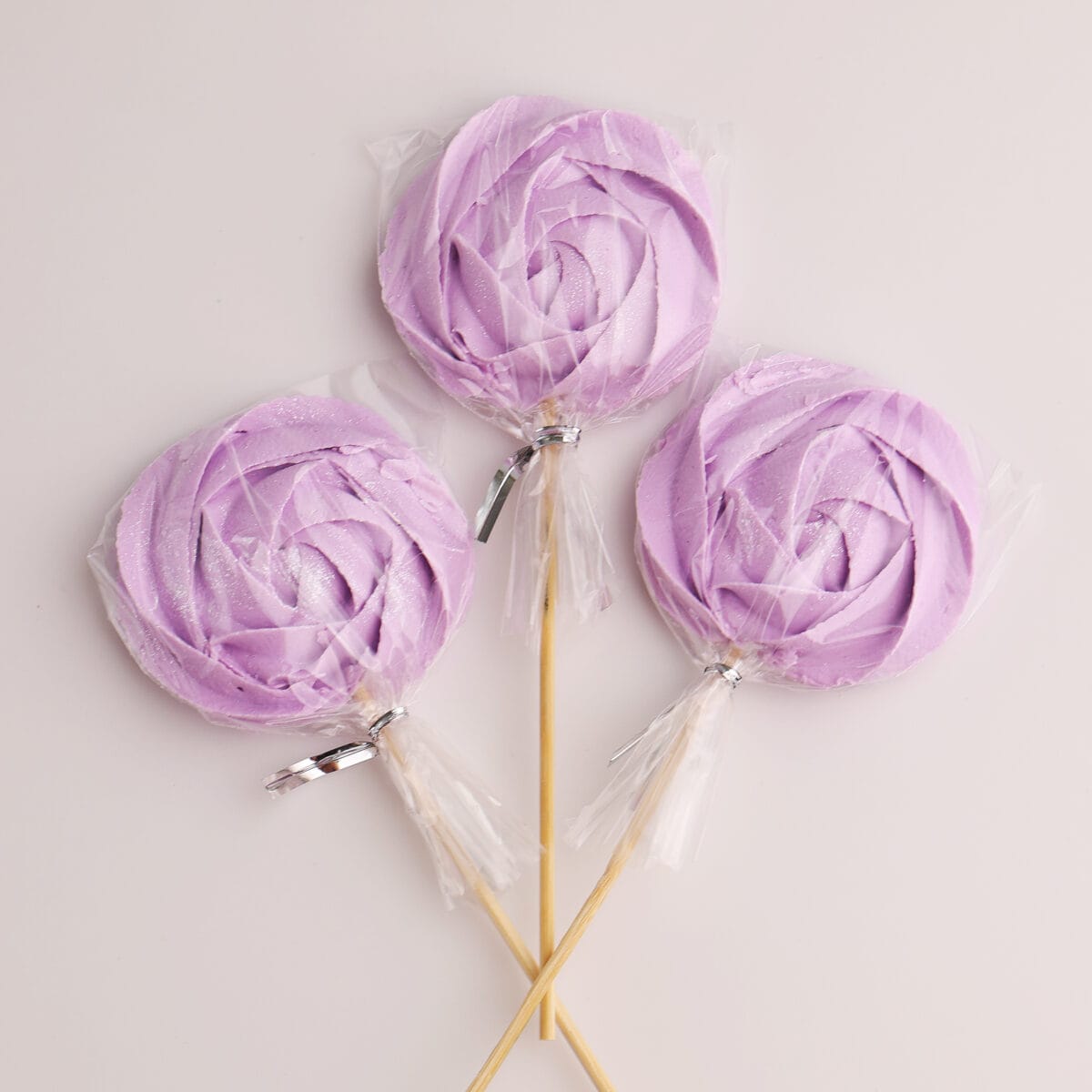 Bezy na patyku lawendowe 6 cm - 3 szt - obrazek 2