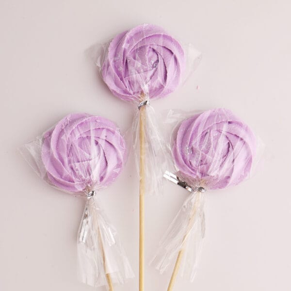 Bezy na patyku lawendowe 6 cm - 3 szt