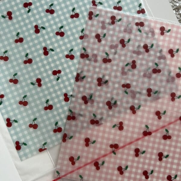 Wydruk Chocotransfer A4. Krata niebieska i wiśnie projekt graficzny Ptiszu