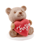 Brązowy miś z serduszkiem figurka na tort