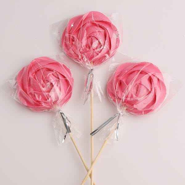 Lizaki bezowe duże ciemnoróżowe 6 cm - 3 szt