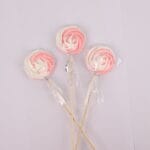 Bezowe lizaki biało-różowe 4,5 cm - 3 szt