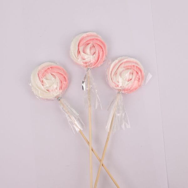 Bezowe lizaki biało-różowe 4,5 cm - 3 szt