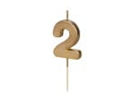 Świeczka urodzinowa Cyferka 2,  4.5 cm, złoty Party Deco