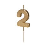 Świeczka urodzinowa Cyferka 2,  4.5 cm, złoty Party Deco