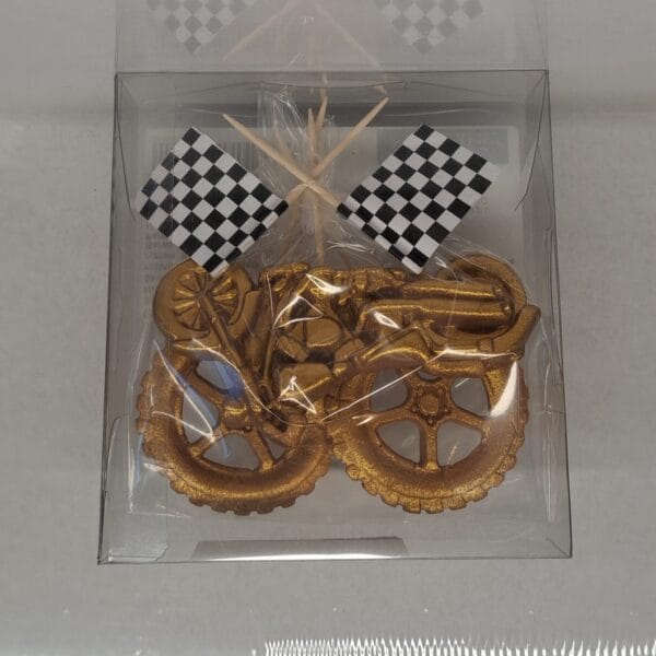 Dekoracja cukrowa na tort Motor zestaw 5 szt złoty