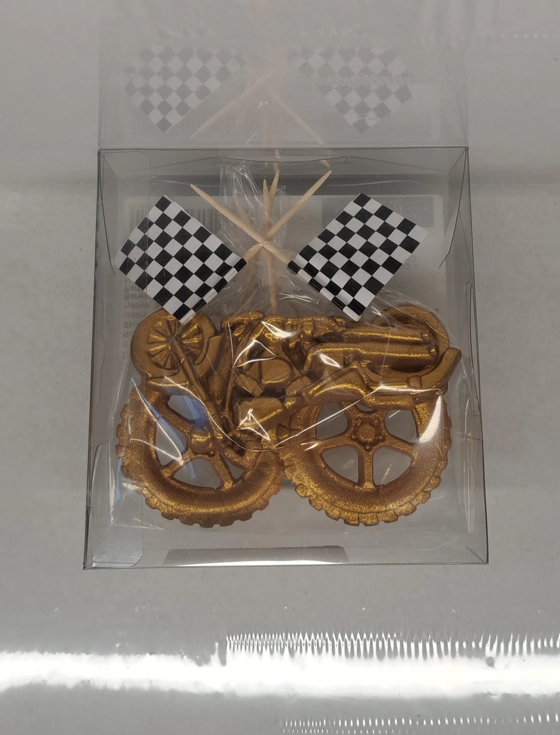 Dekoracja cukrowa na tort Motor zestaw 5 szt złoty - obrazek 1