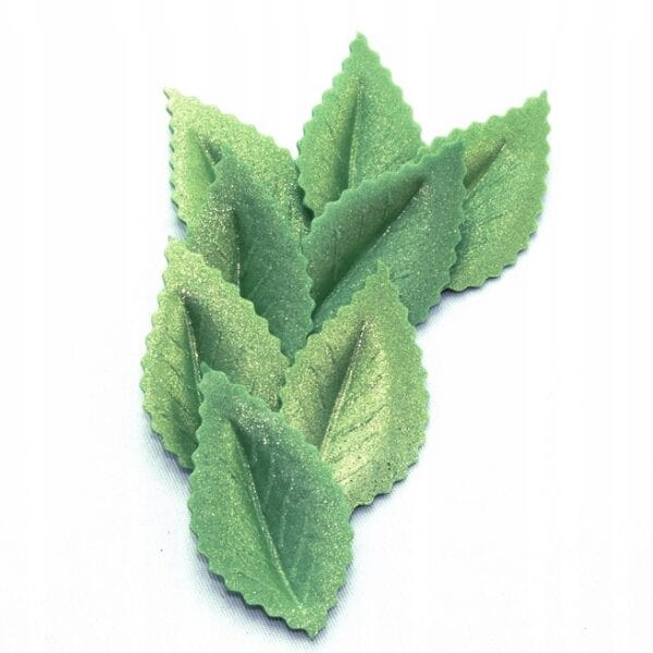 Liść waflowy zielony pozłocony 10 szt Rose Decor