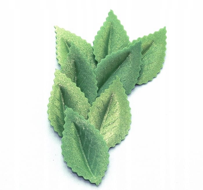 9b645c60df93f4fe04245f85a68752cb.jpg Liść waflowy zielony pozłocony 10 szt Rose Decor - obrazek 1
