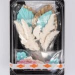 Dekoracja cukrowa pióra wachlarze Zestaw błękitny złoty