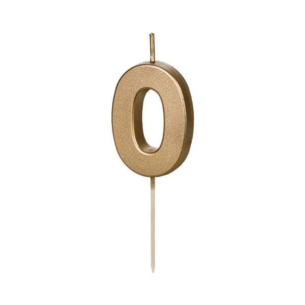 Świeczka urodzinowa Cyferka 0,  4.5 cm, złoty Party Deco