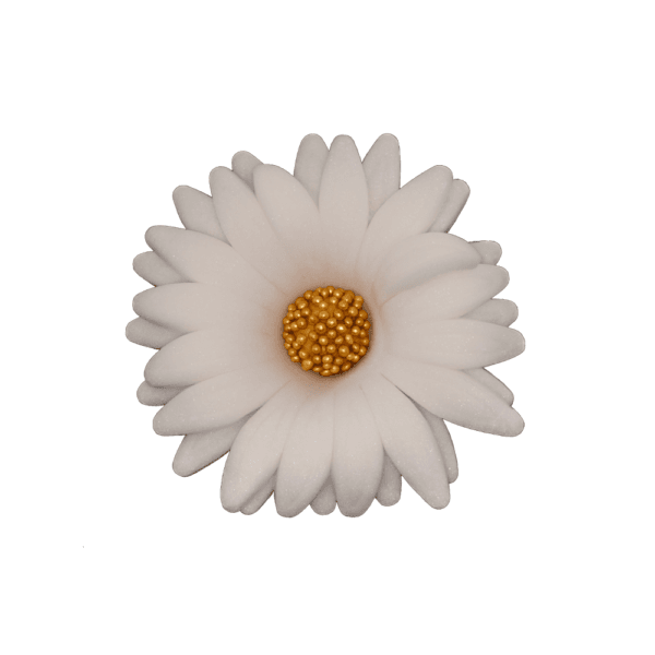 Stokrotka podwójna biała 6,5  cm kwiat z masy cukrowej